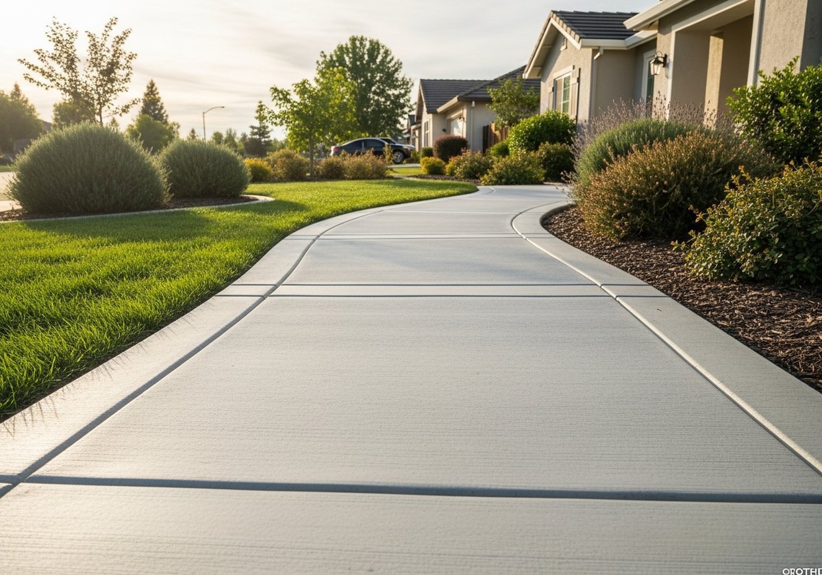 Concrete pathways in Modesto showcasing clean lines and durability in a residential garden