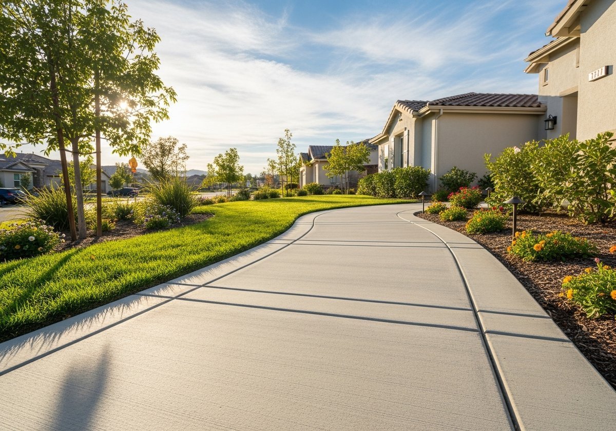 Concrete pathway in Salida neighborhood with clean edges and landscaping