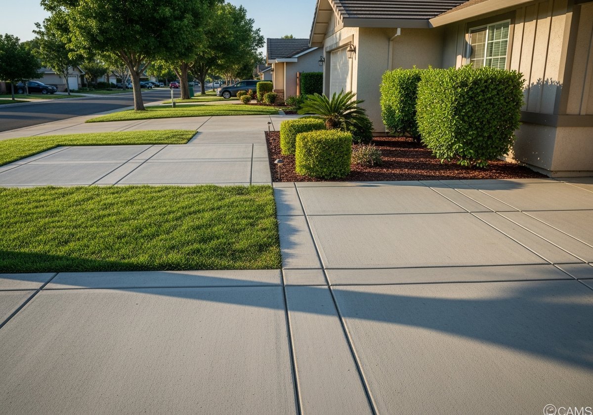Concrete patio installation in a Modesto backyard, showing smooth and durable finish