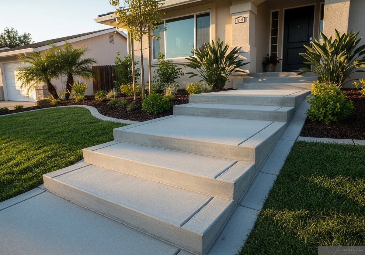 Custom concrete stairs installed in Salida, showcasing durability and style for suburban homes.